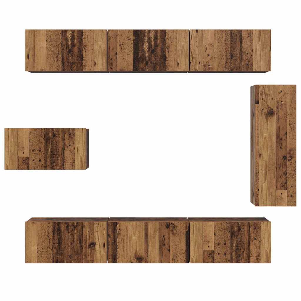 Ensemble meuble TV 8 pc Bois Ancien Bois d'ingénierie