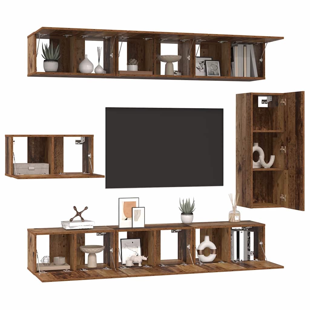 Ensemble meuble TV 8 pc Bois Ancien Bois d'ingénierie