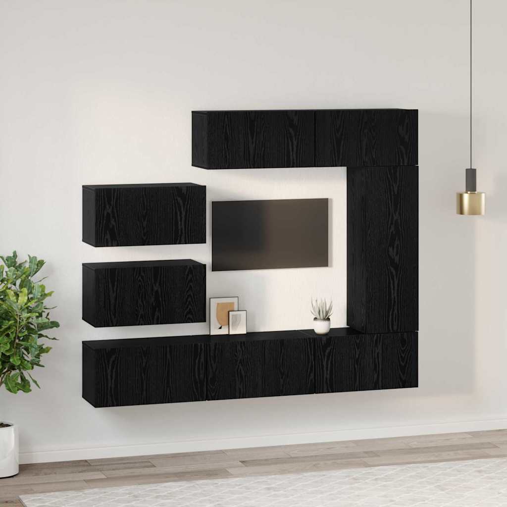 Ensemble meuble TV 8 pcs Chêne noir Bois d'ingénierie - XIOS