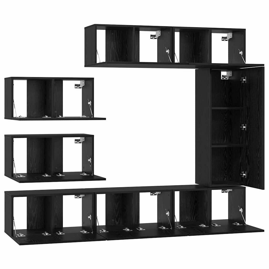 Ensemble meuble TV 8 pcs Chêne noir Bois d'ingénierie - XIOS