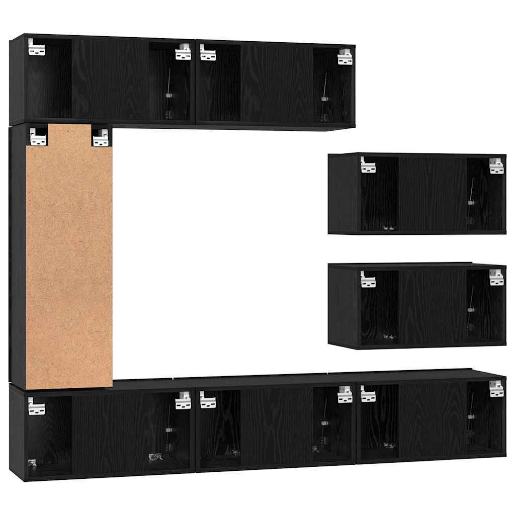 Ensemble meuble TV 8 pcs Chêne noir Bois d'ingénierie - XIOS