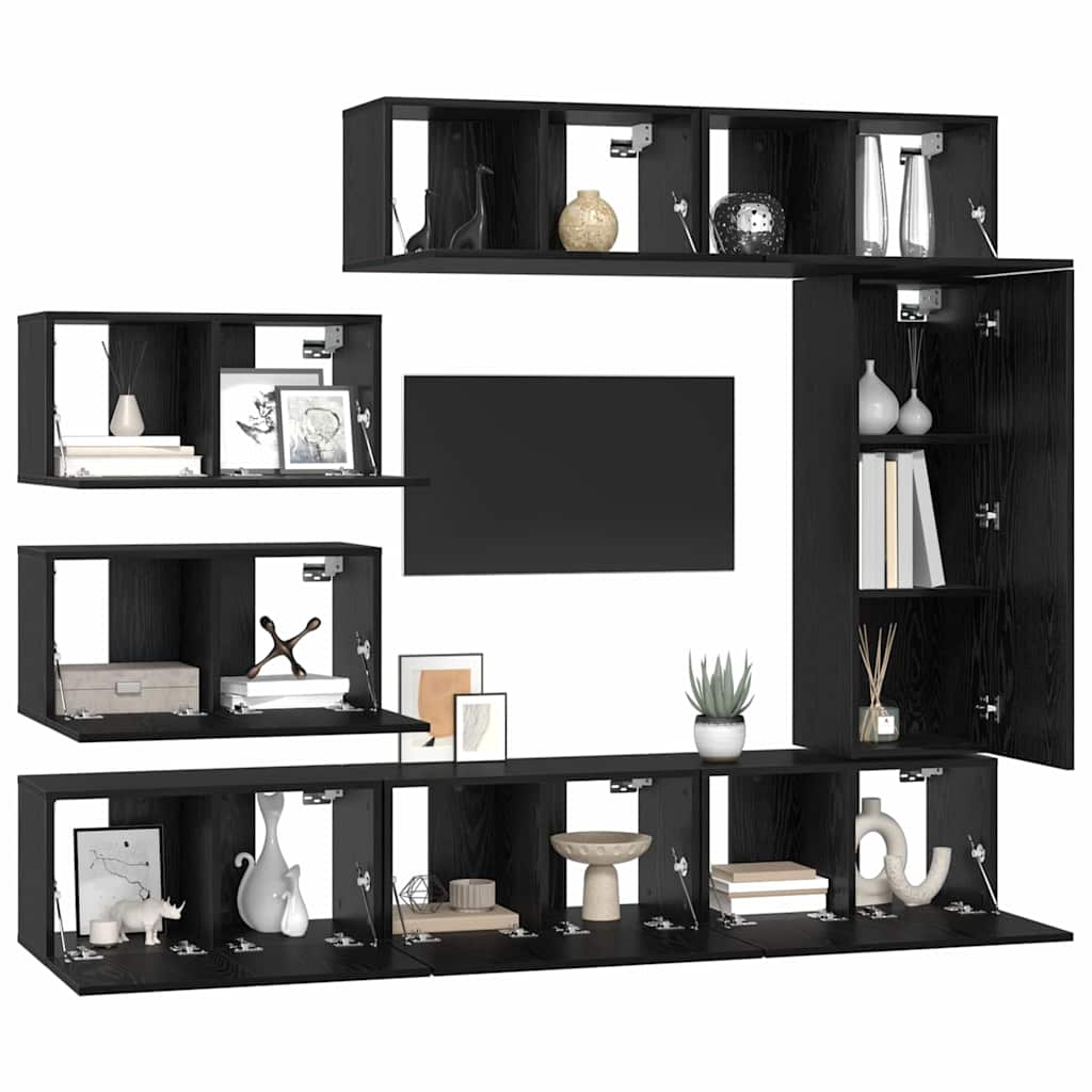Ensemble meuble TV 8 pcs Chêne noir Bois d'ingénierie - XIOS