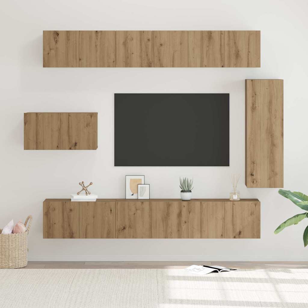 Ensemble meuble TV 8 pc Chêne artisanal Bois d'ingénierie