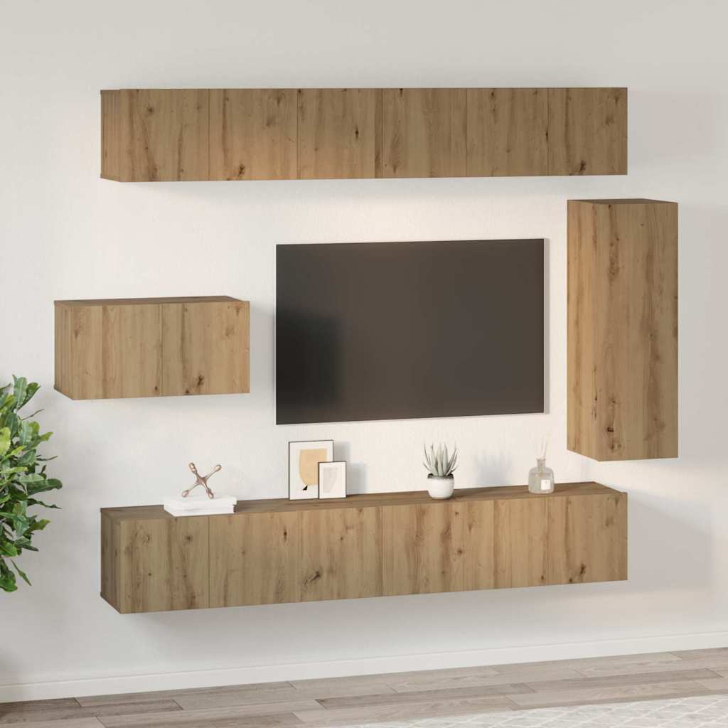 Ensemble meuble TV 8 pc Chêne artisanal Bois d'ingénierie
