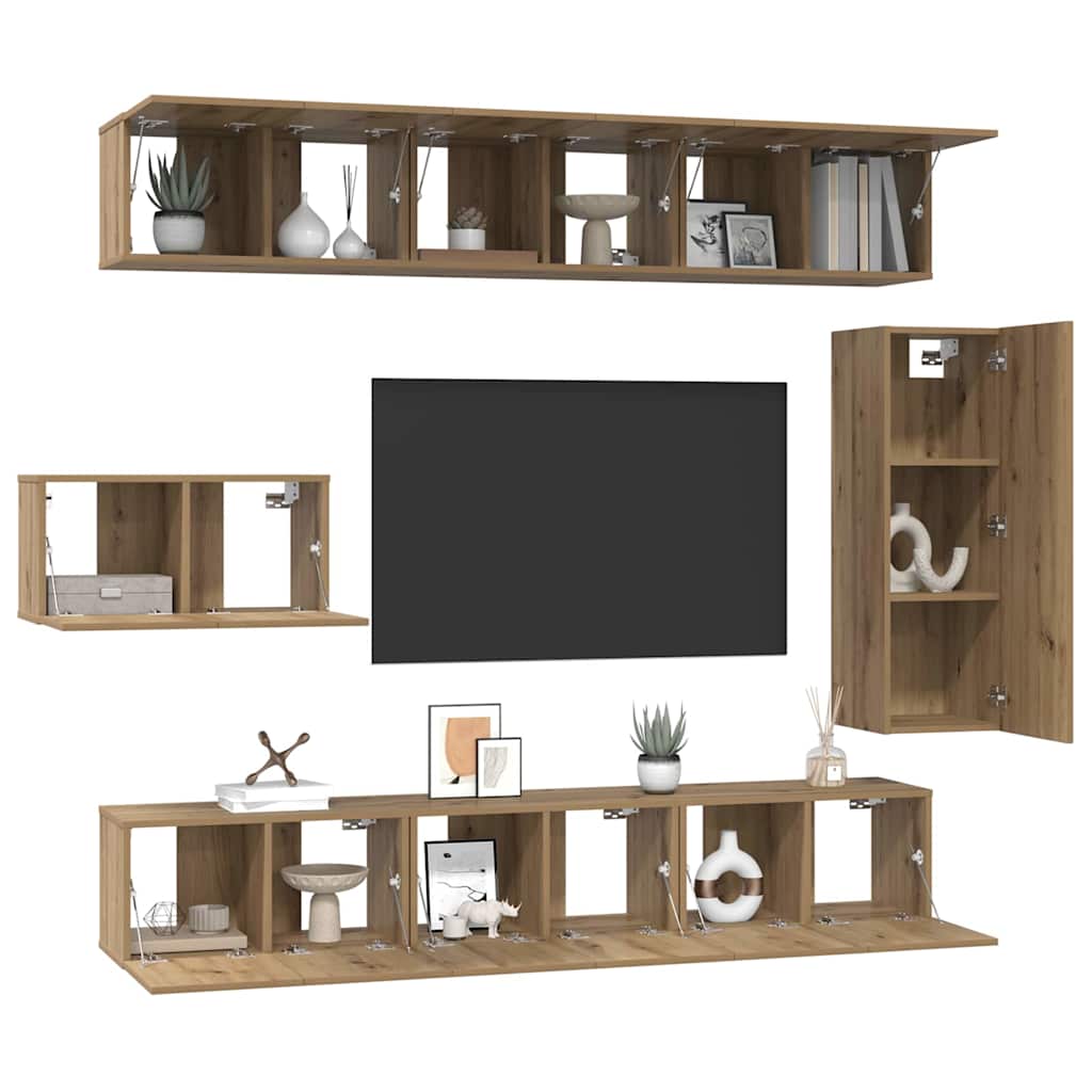 Ensemble meuble TV 8 pc Chêne artisanal Bois d'ingénierie