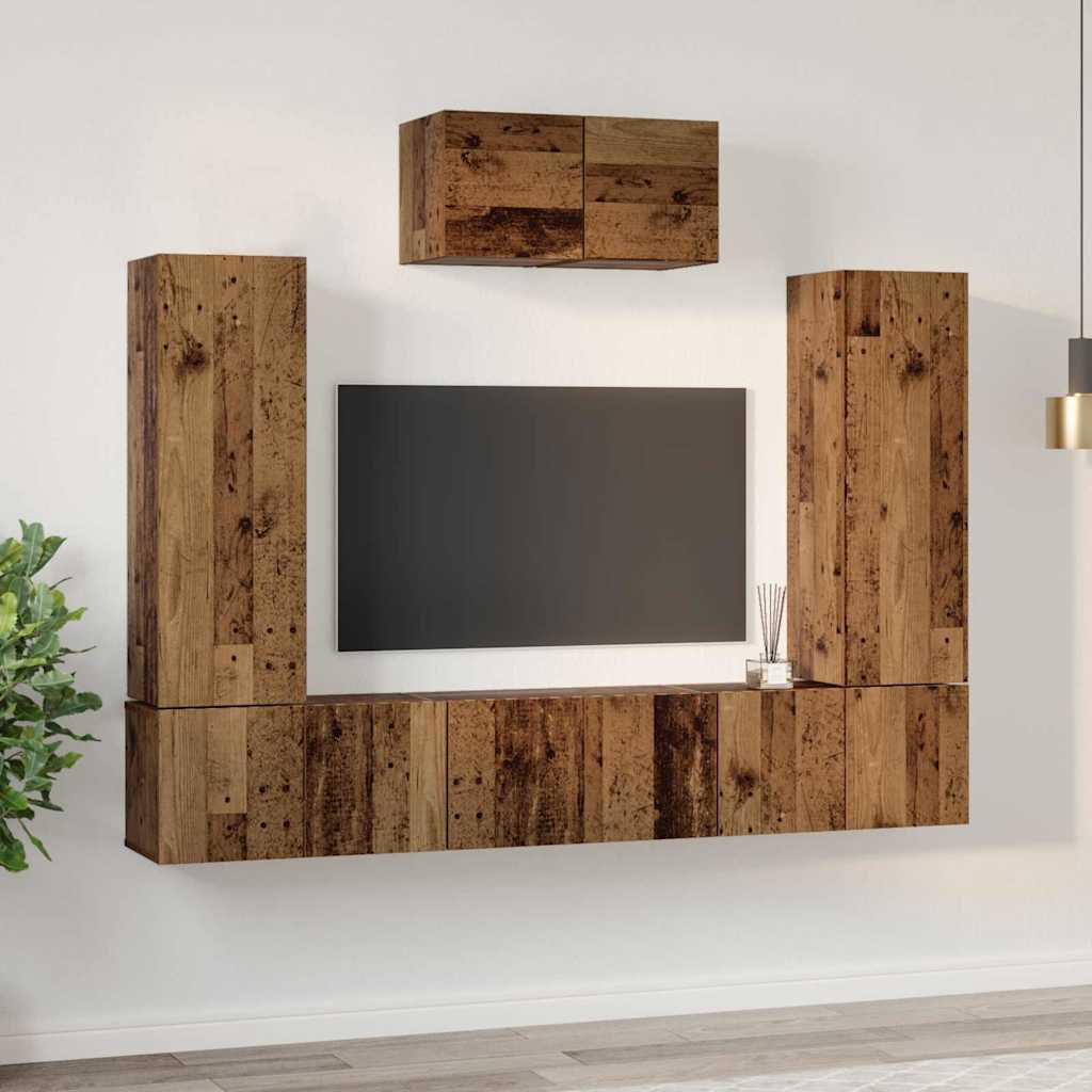 Ensemble meuble TV 7 pcs Bois Ancien Bois d'ingénierie - XIOS