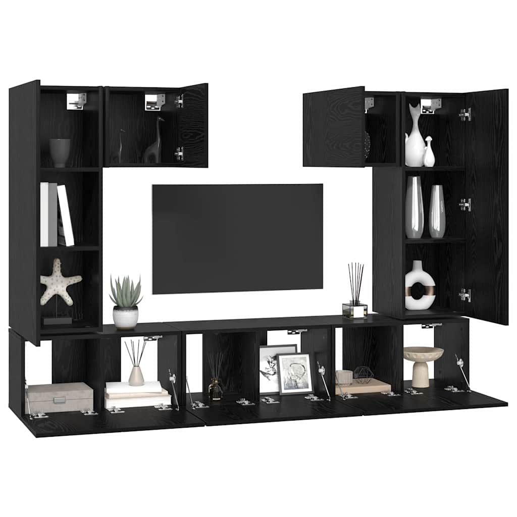 Ensemble meuble TV 7 pcs Chêne noir Bois d'ingénierie - XIOS