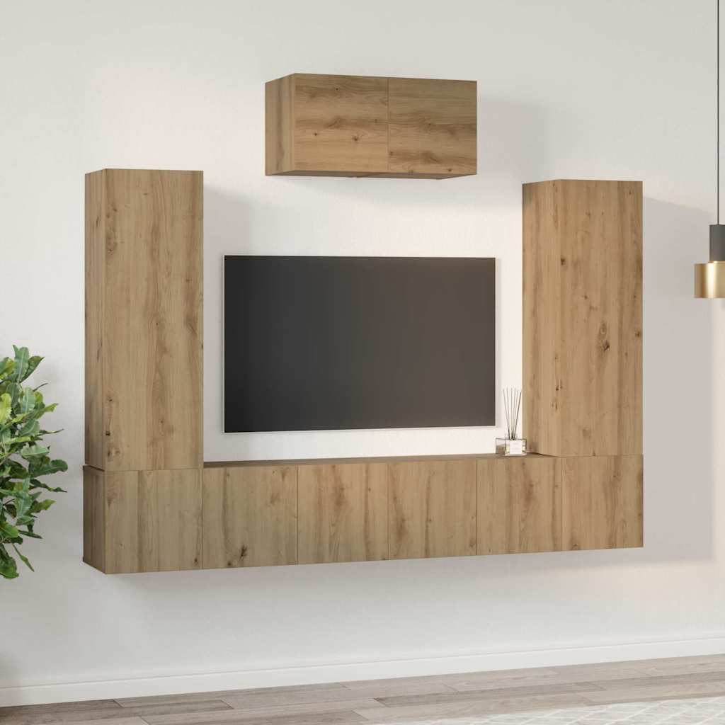 Ensemble meuble TV 7 pc Chêne artisanal Bois d'ingénierie