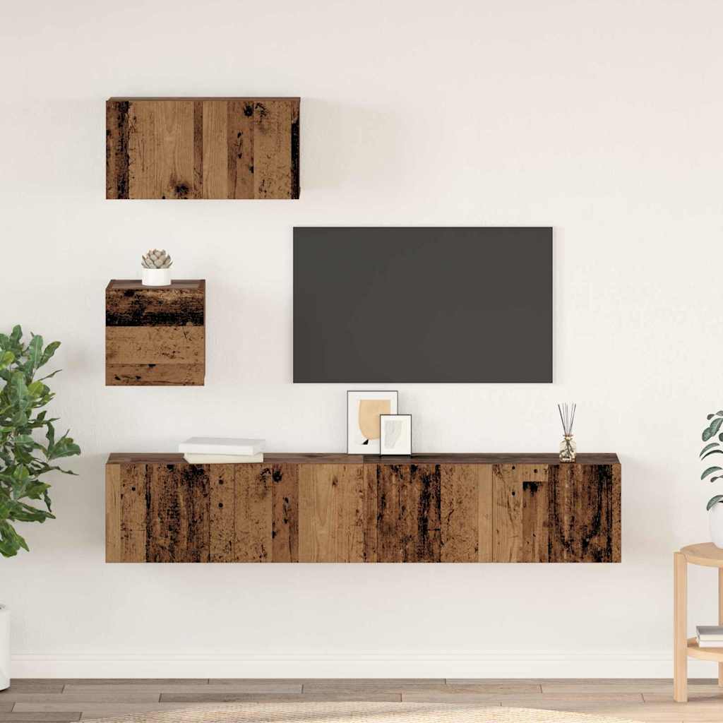 Meuble TV mural 4 pcs Bois ancien 80 x 30 x 30.5 cm - XIOS