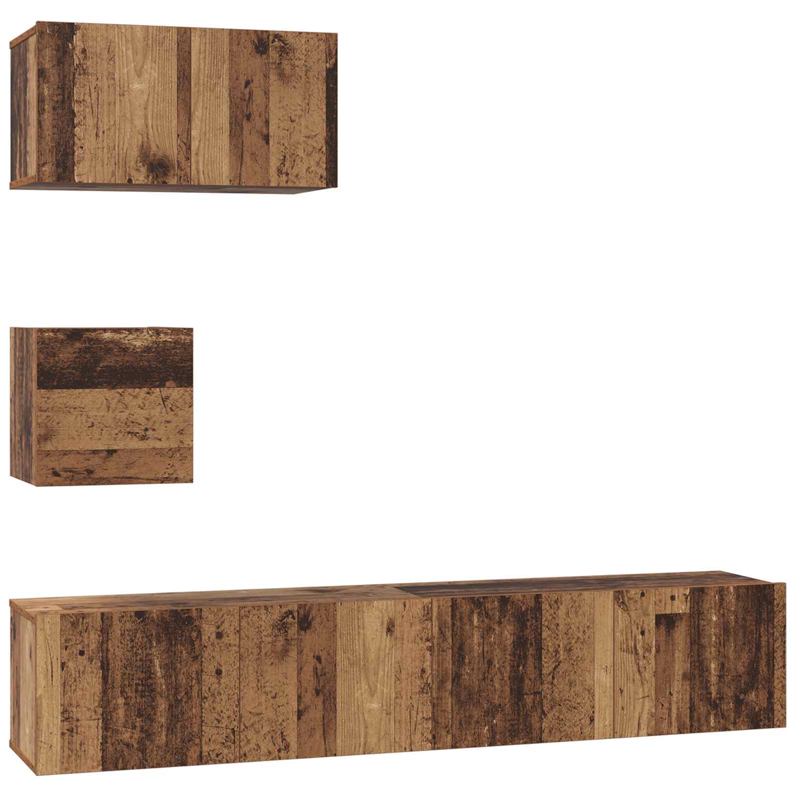 Ensemble meuble TV 3 pc Bois Ancien Bois d'ingénierie