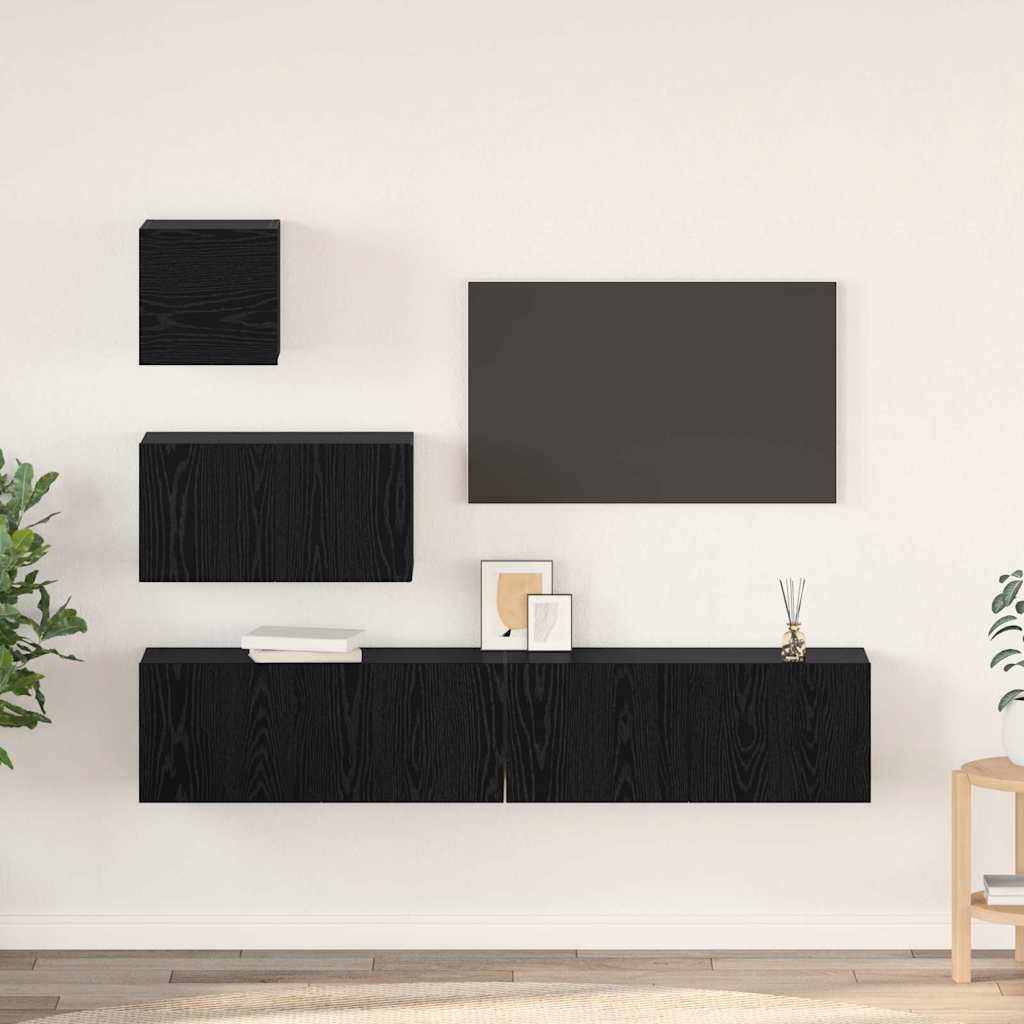 Meuble TV mural 4 pcs Chêne noir 80 x 30 x 30.5 cm - XIOS