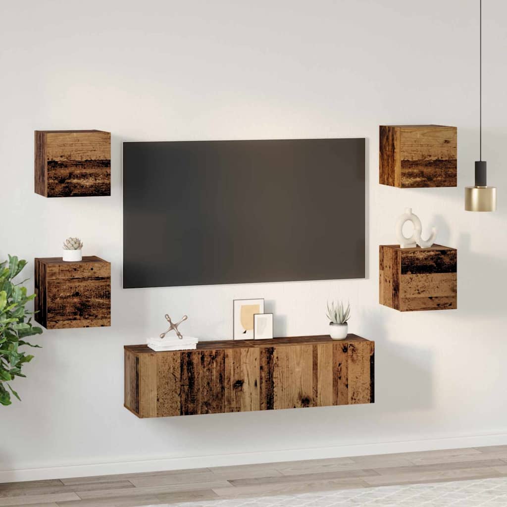 Ensemble meuble TV 6 pcs Bois Ancien Bois d'ingénierie - XIOS