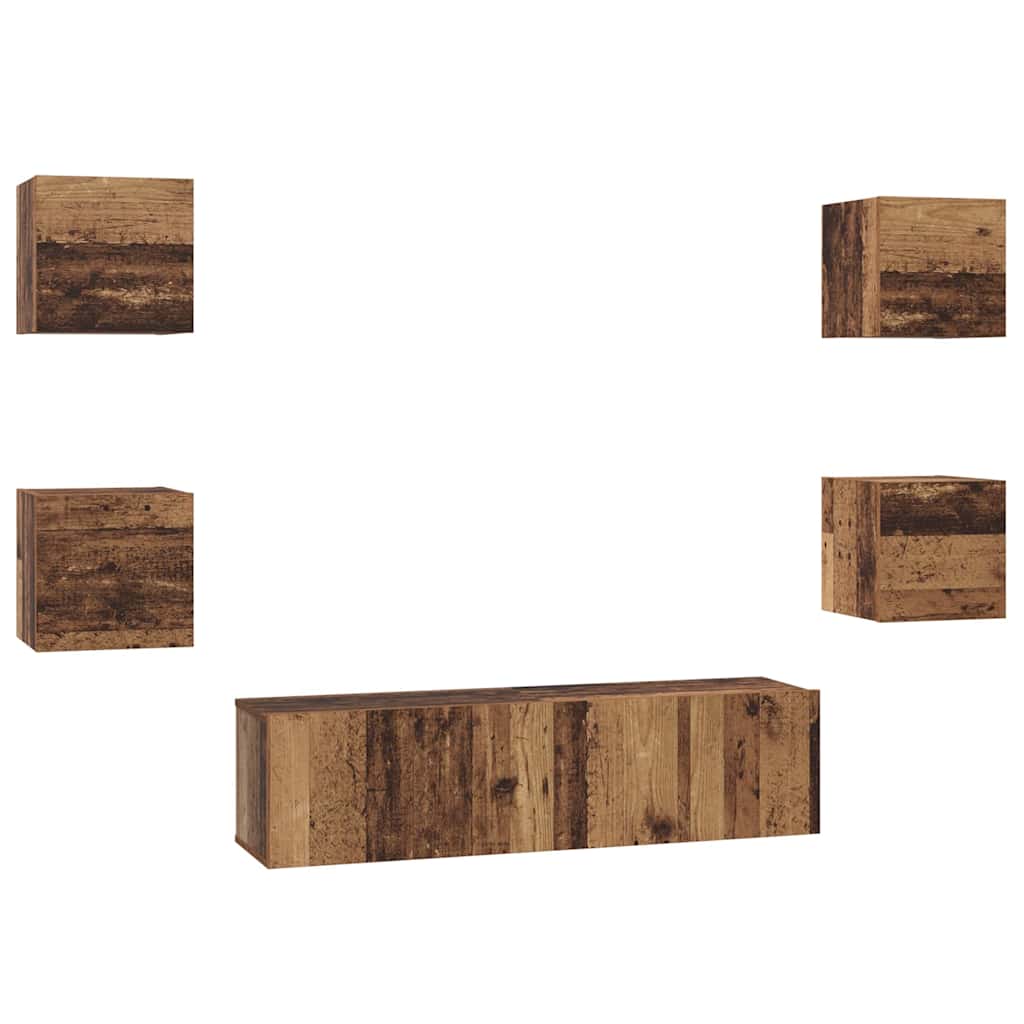 Ensemble meuble TV 6 pcs Bois Ancien Bois d'ingénierie - XIOS