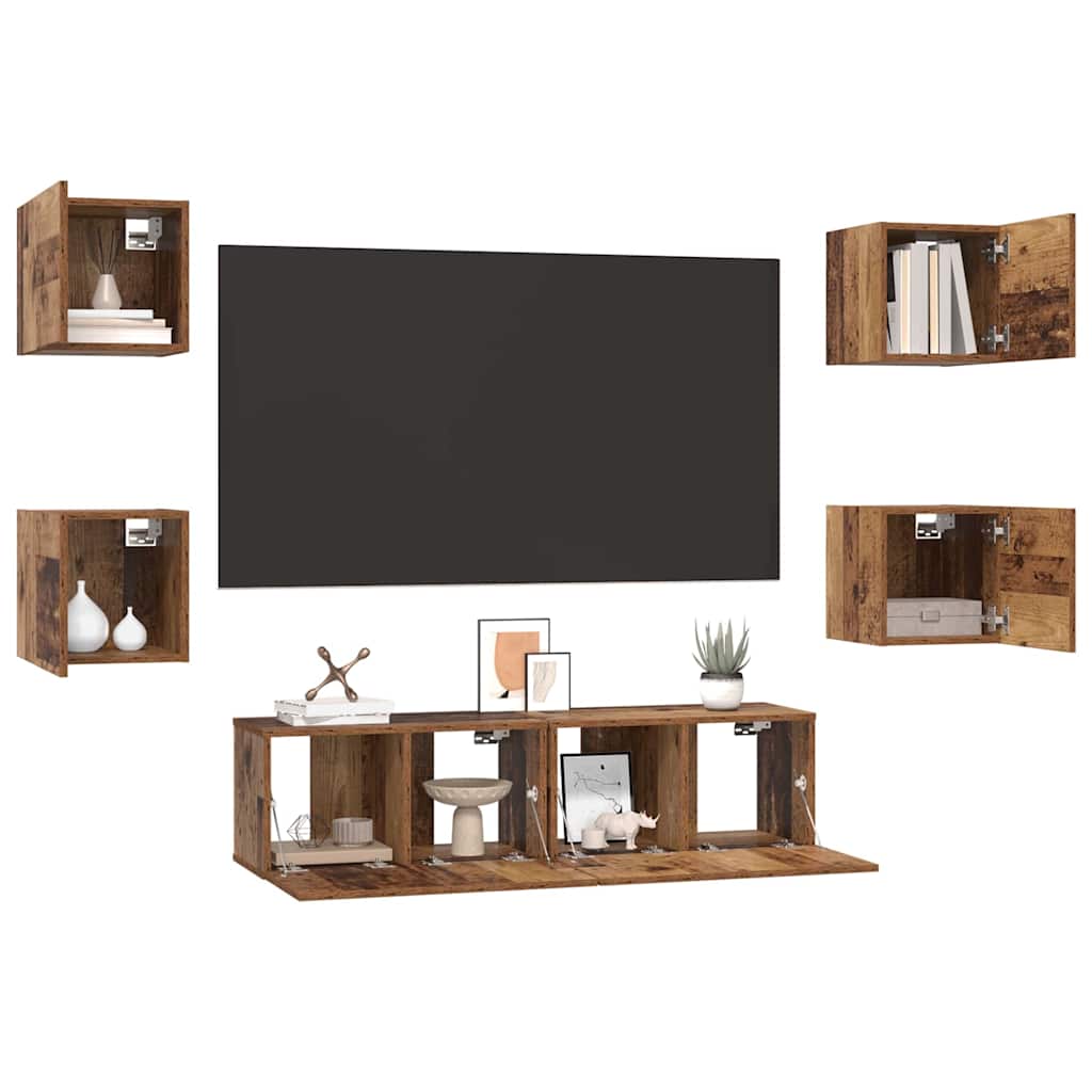 Ensemble meuble TV 6 pcs Bois Ancien Bois d'ingénierie - XIOS