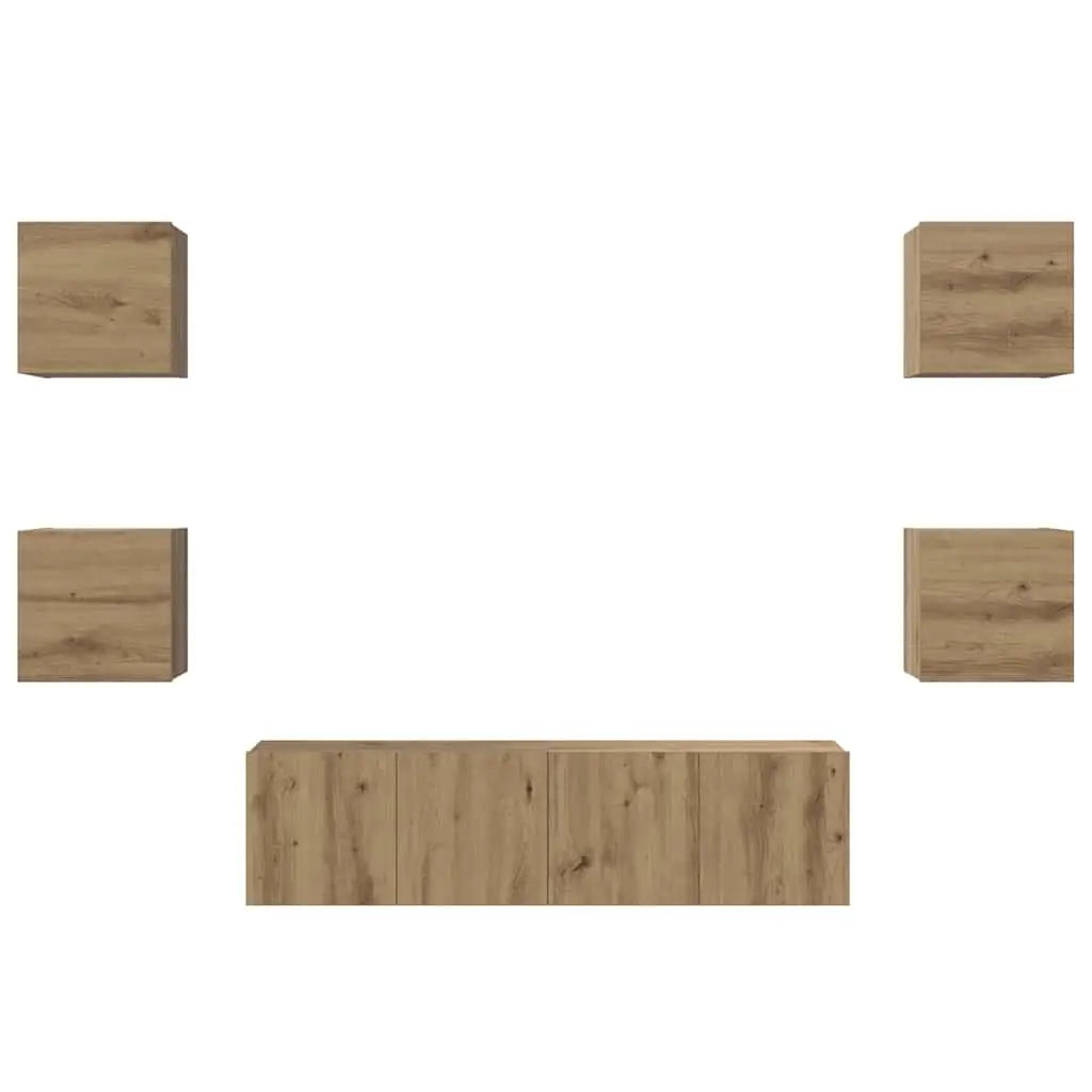Ensemble meuble TV 6 pc Chêne artisanal Bois d’ingénierie - XIOS
