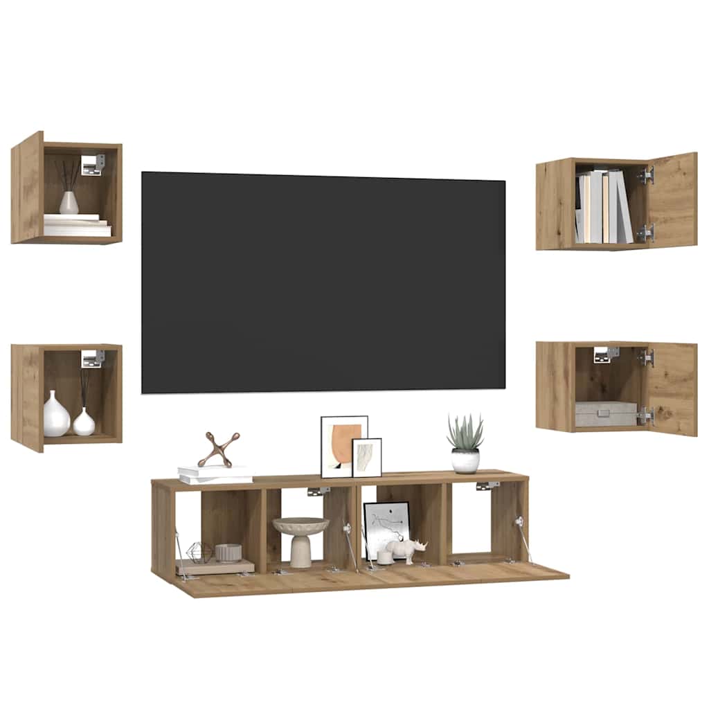 Ensemble meuble TV 6 pcs Chêne artisanal Bois d'ingénierie - XIOS