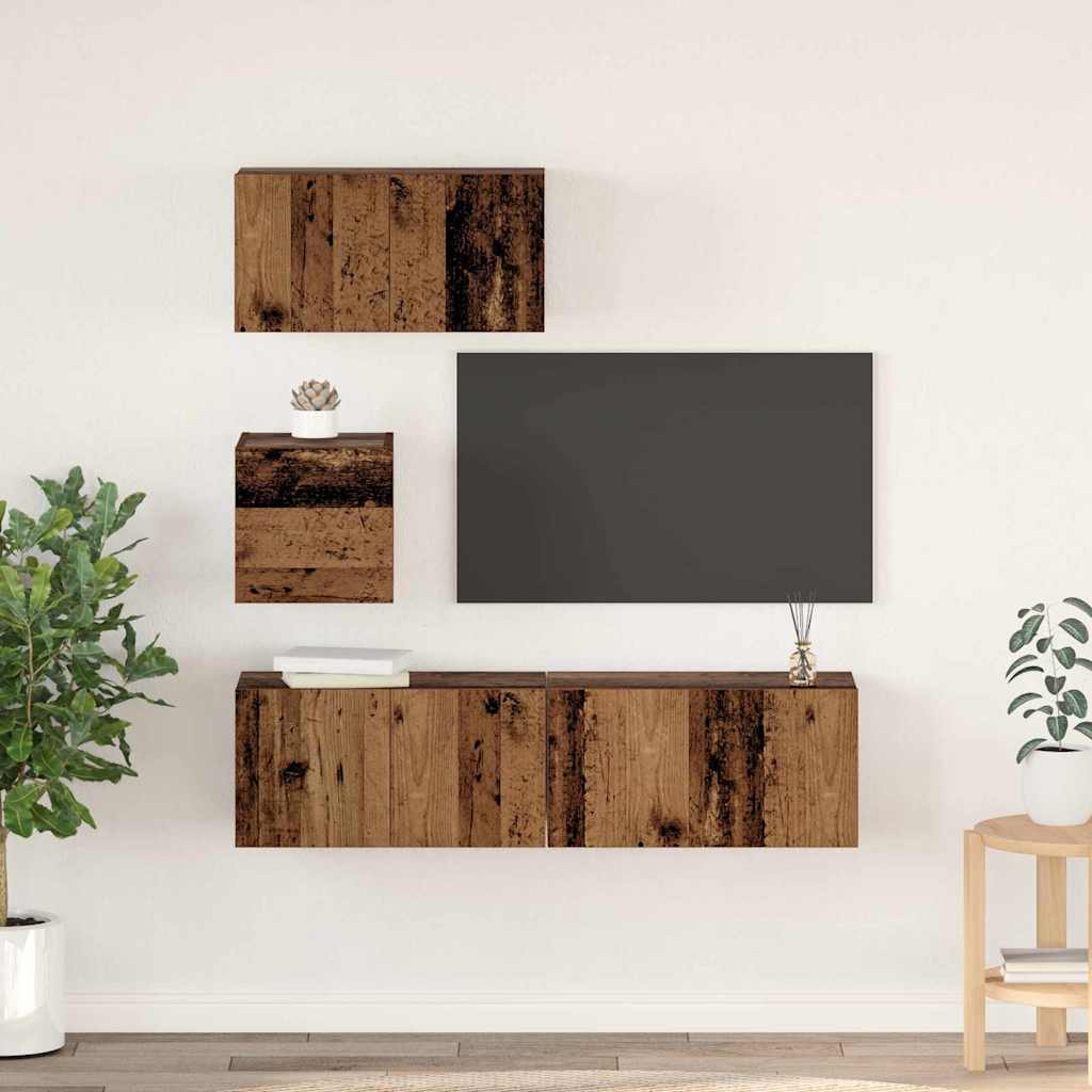 Ensemble meuble TV 4 pcs Bois ancien 60 x 30 x 30 cm - XIOS