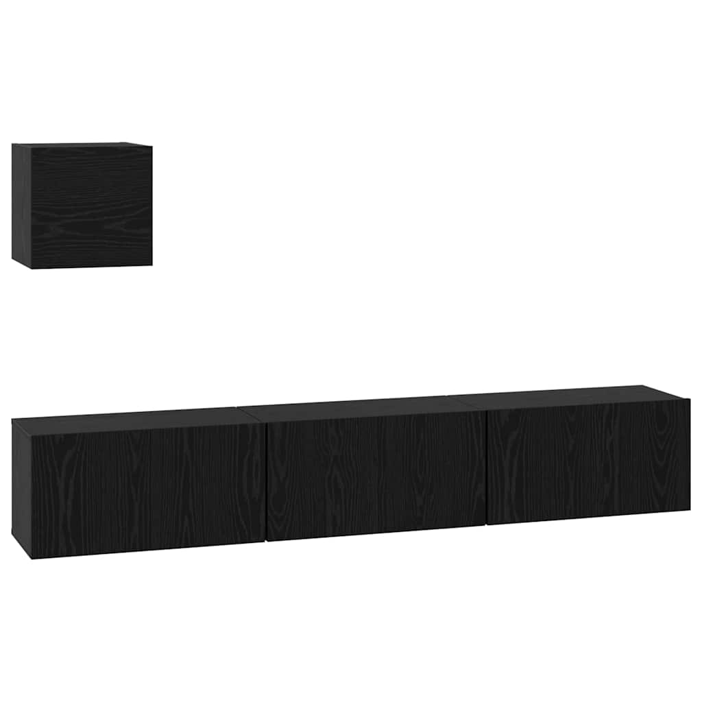 Ensemble meuble TV 4 pc Chêne noir Bois d'ingénierie