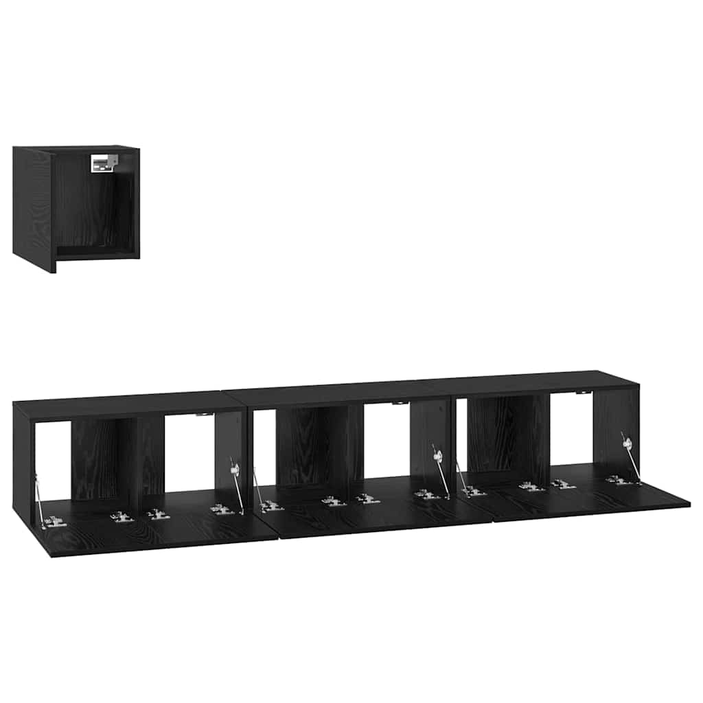 Ensemble meuble TV 4 pc Chêne noir Bois d'ingénierie