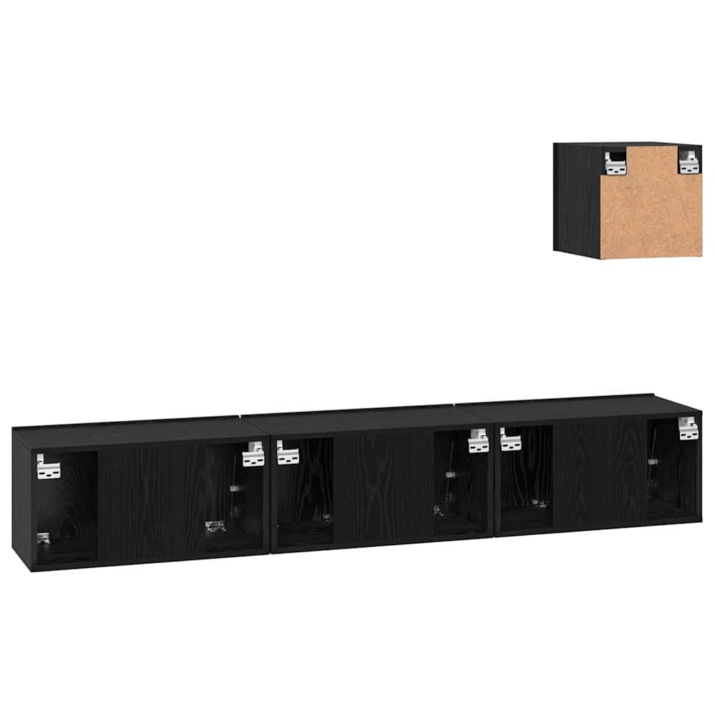 Ensemble meuble TV 4 pc Chêne noir Bois d'ingénierie