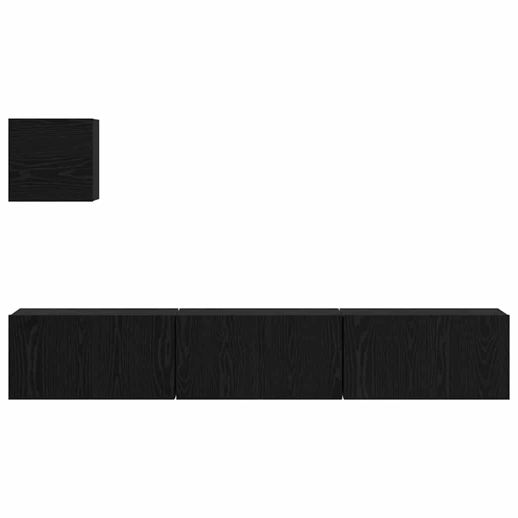 Ensemble meuble TV 4 pc Chêne noir Bois d'ingénierie