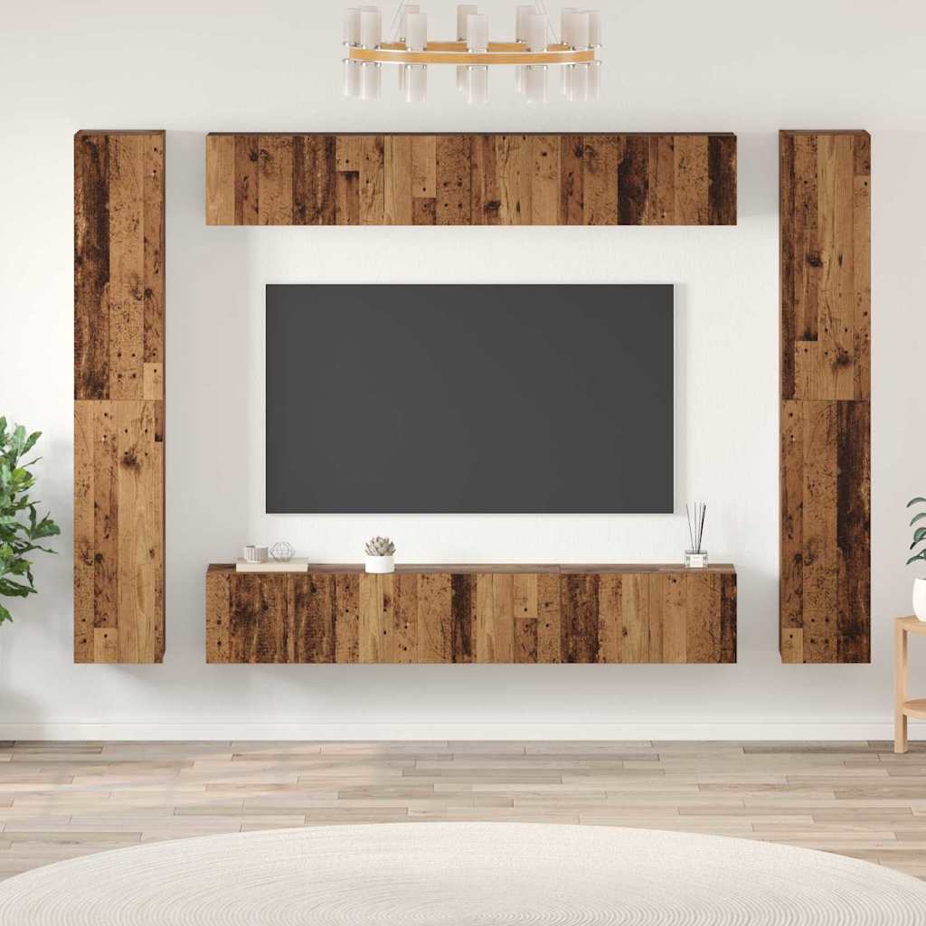 Ensemble meuble TV 10 pc Bois Ancien Bois d'ingénierie
