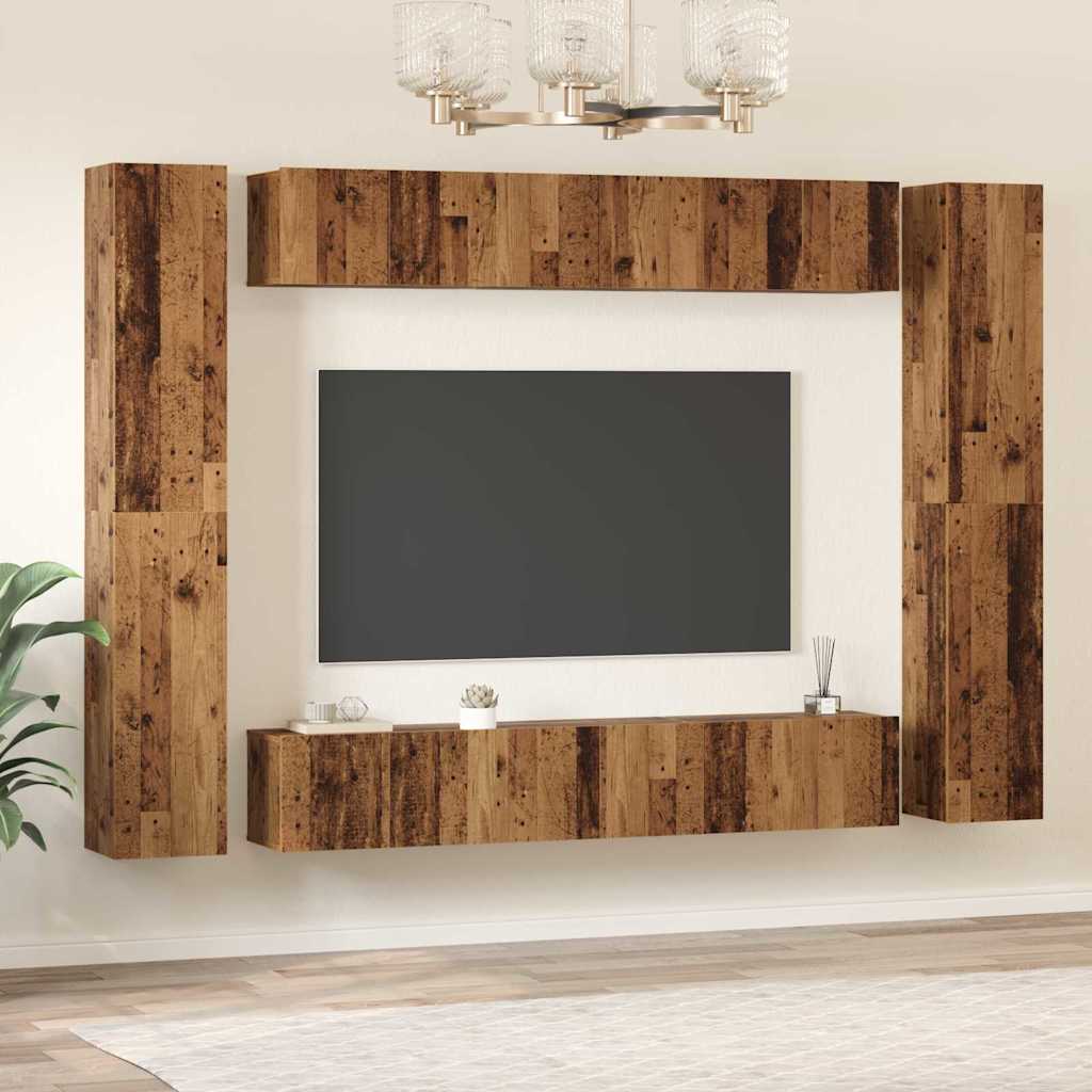 Ensemble meuble TV 10 pc Bois Ancien Bois d'ingénierie