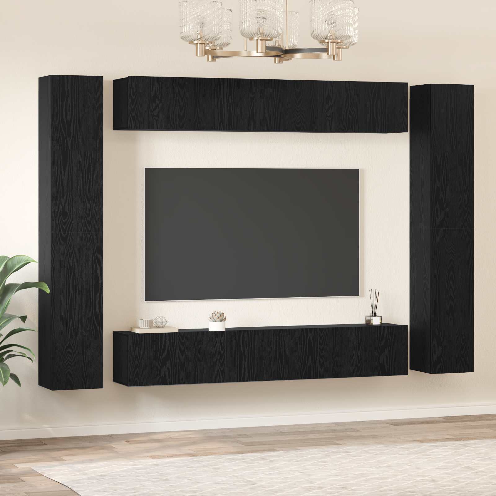 Ensemble meuble TV 10 pcs Chêne noir Bois d'ingénierie - XIOS