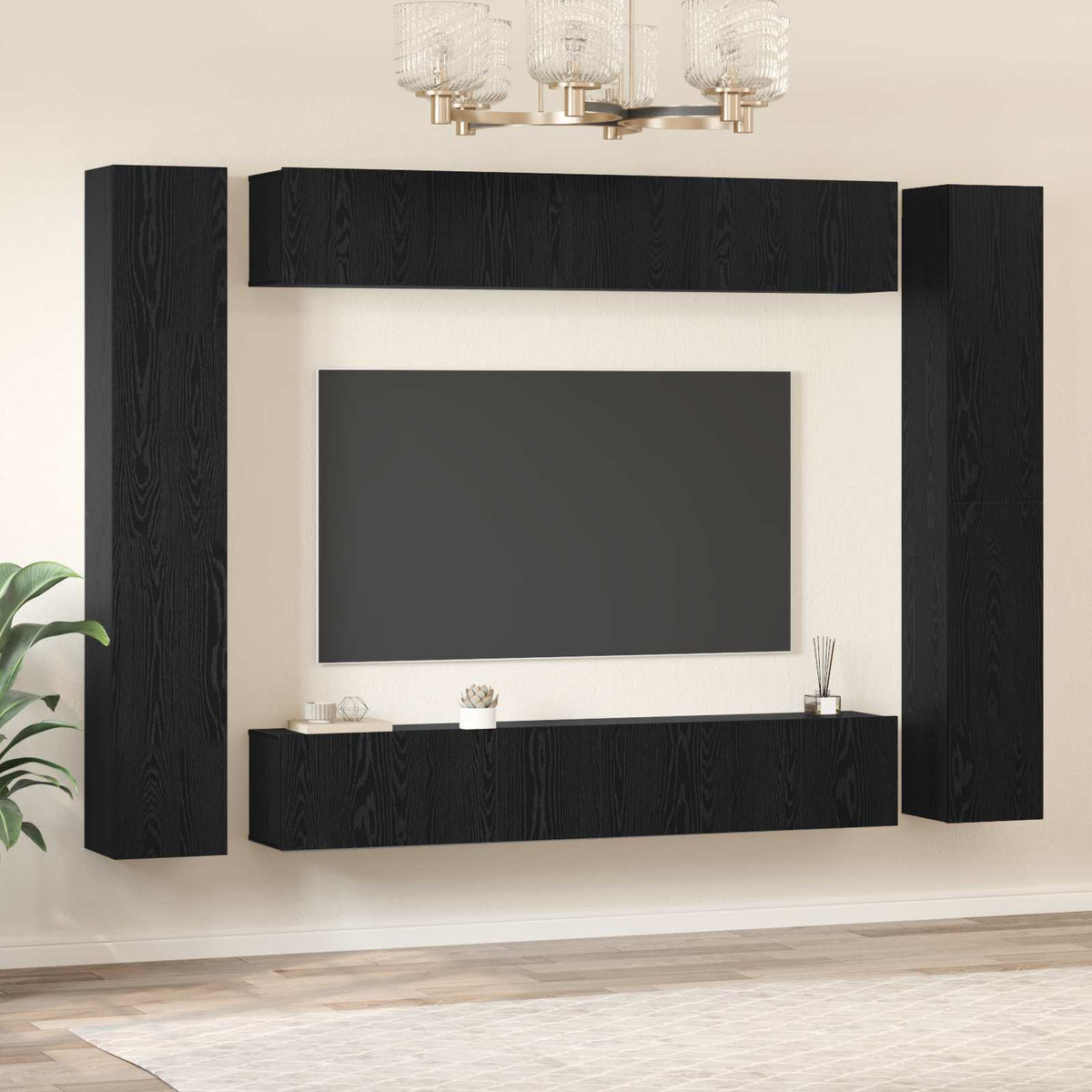 Ensemble meuble TV 10 pc Chêne noir Bois d'ingénierie