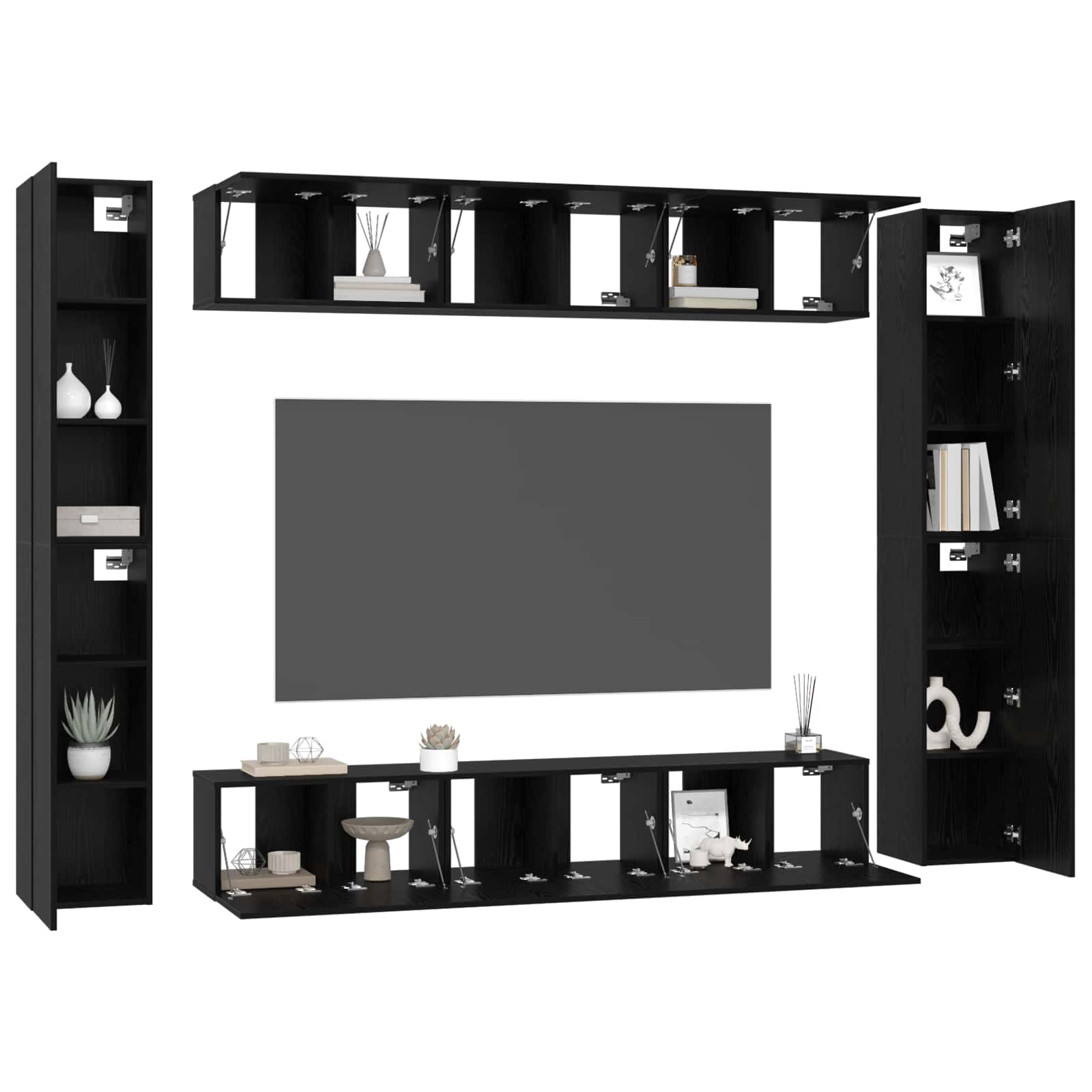 Ensemble meuble TV 10 pcs Chêne noir Bois d'ingénierie - XIOS
