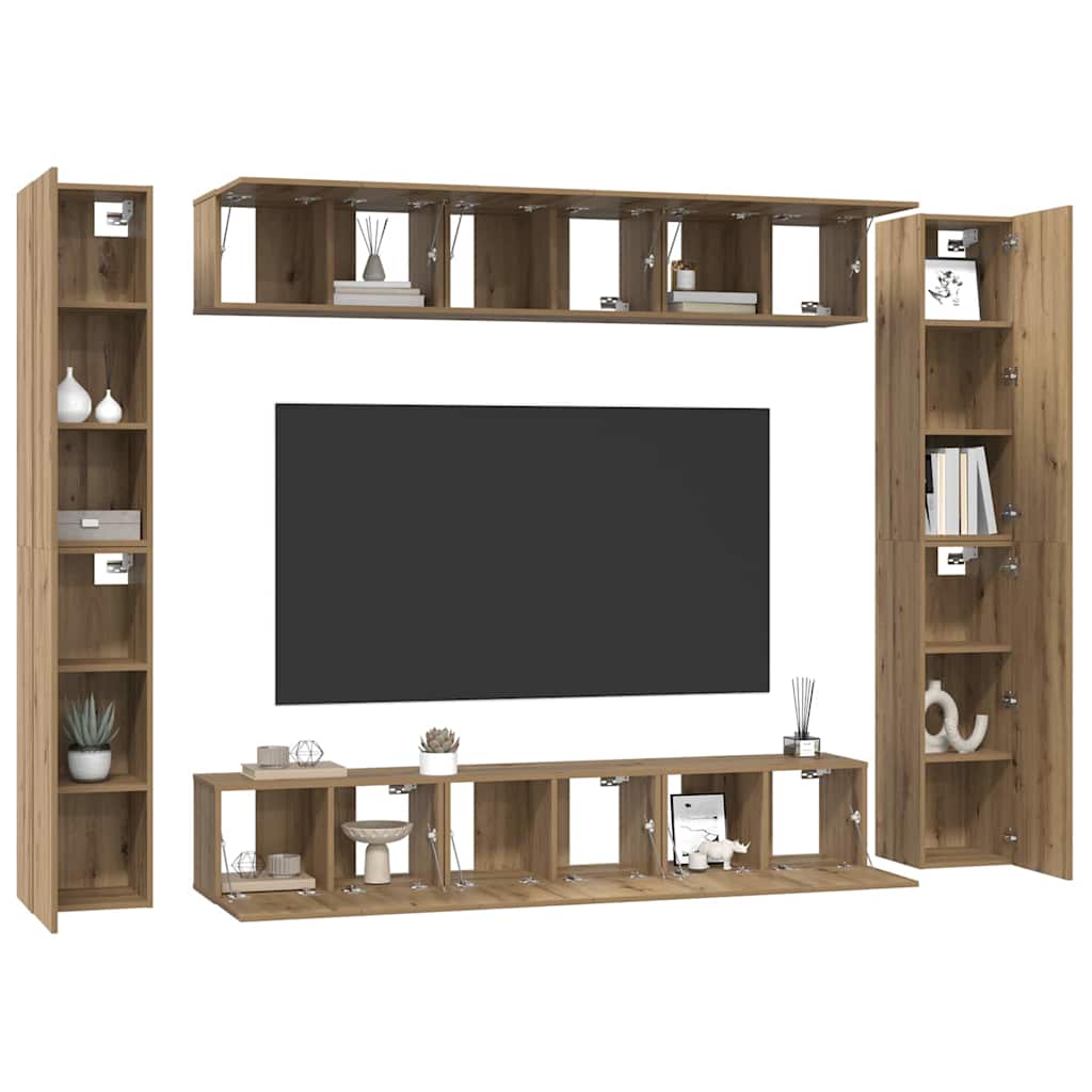Ensemble meuble TV 10 pc Chêne artisanal Bois d'ingénierie