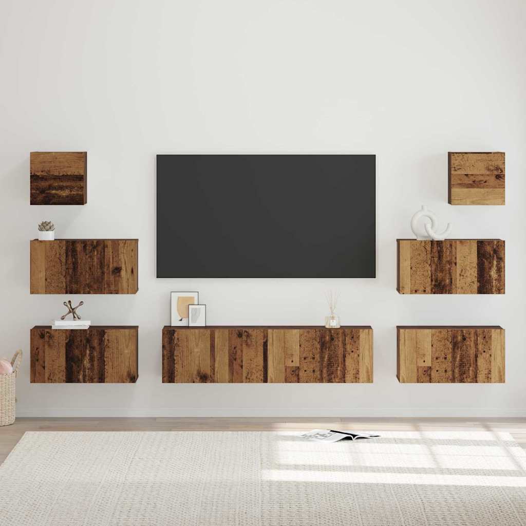 Ensemble meuble TV 8 pcs Bois Ancien Bois d'ingénierie - XIOS