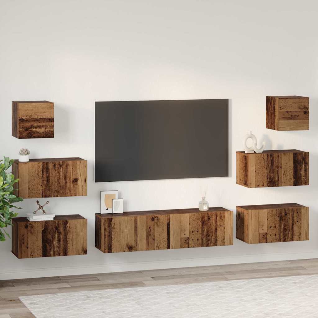 Ensemble meuble TV 8 pcs Bois Ancien Bois d'ingénierie - XIOS