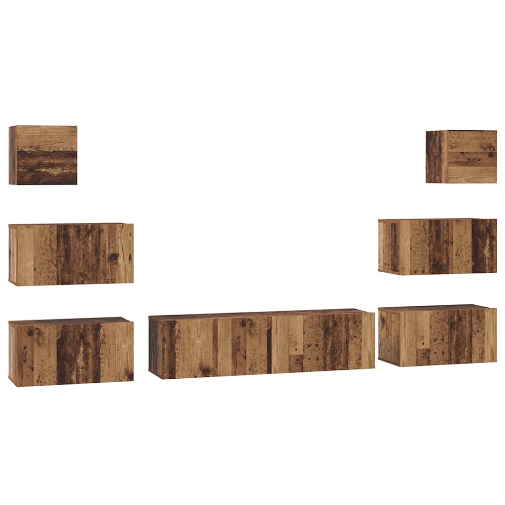 Ensemble meuble TV 8 pcs Bois Ancien Bois d'ingénierie - XIOS
