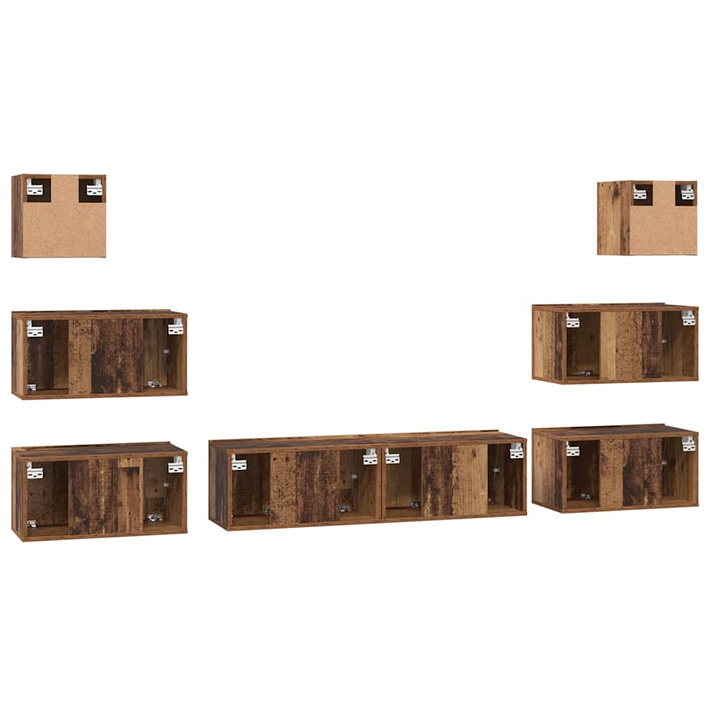 Ensemble meuble TV 8 pcs Bois Ancien Bois d'ingénierie - XIOS