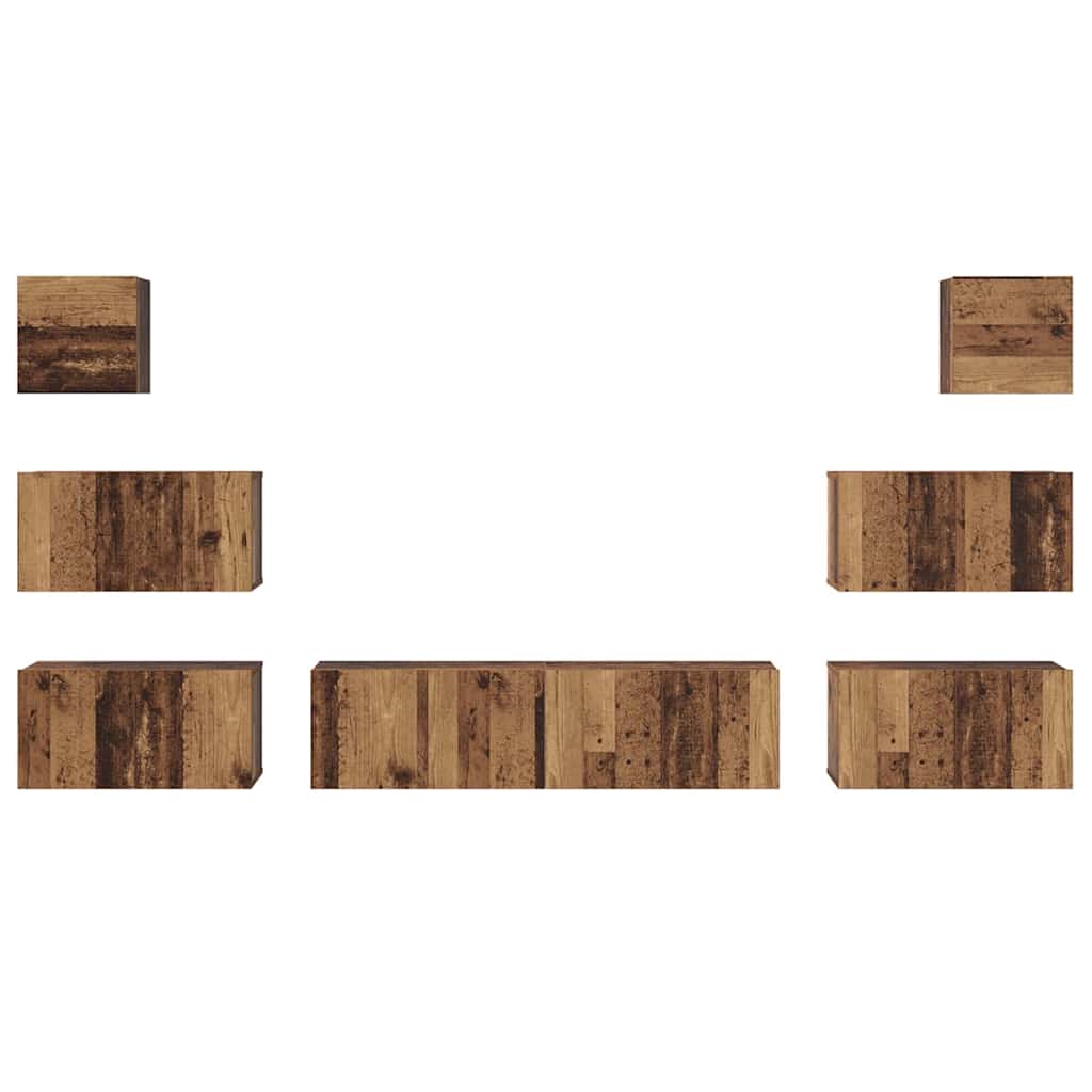 Ensemble meuble TV 8 pcs Bois Ancien Bois d'ingénierie - XIOS