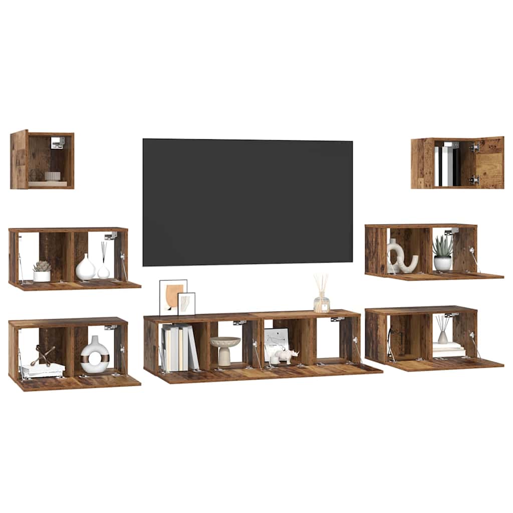 Ensemble meuble TV 8 pcs Bois Ancien Bois d'ingénierie - XIOS