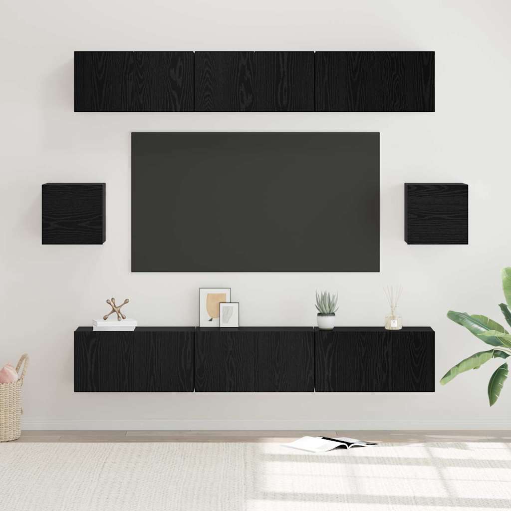 Ensemble meuble TV 8 pcs Chêne noir Bois d'ingénierie - XIOS