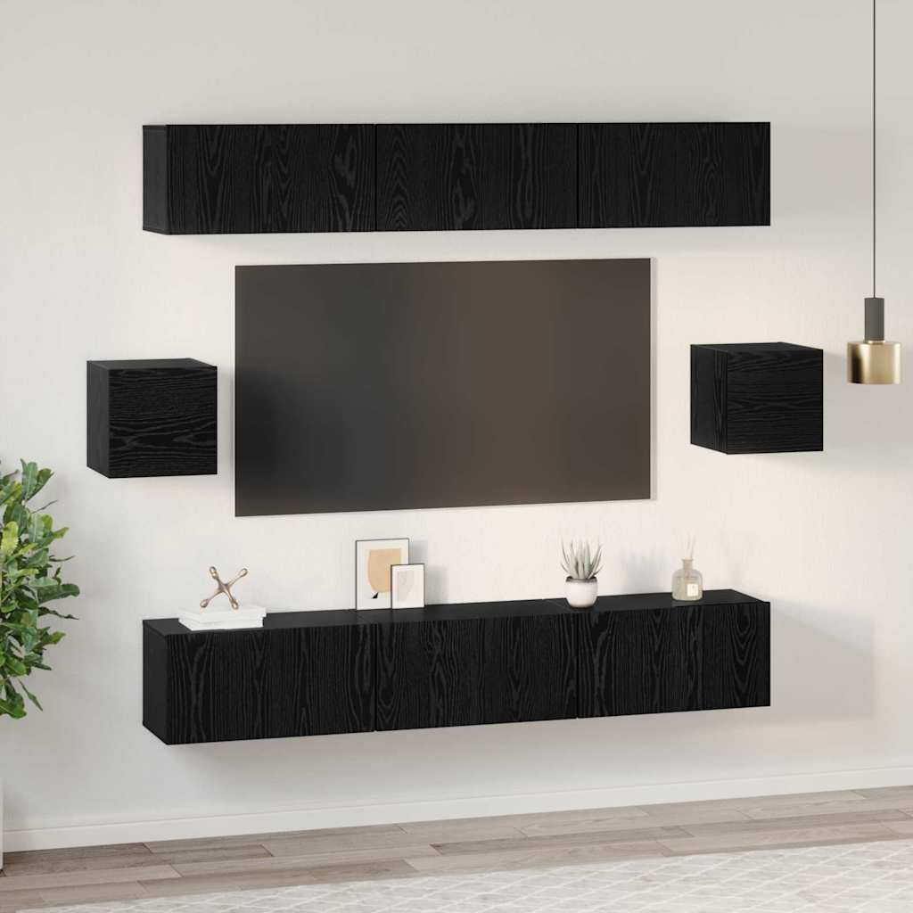 Ensemble meuble TV 8 pcs Chêne noir Bois d'ingénierie - XIOS