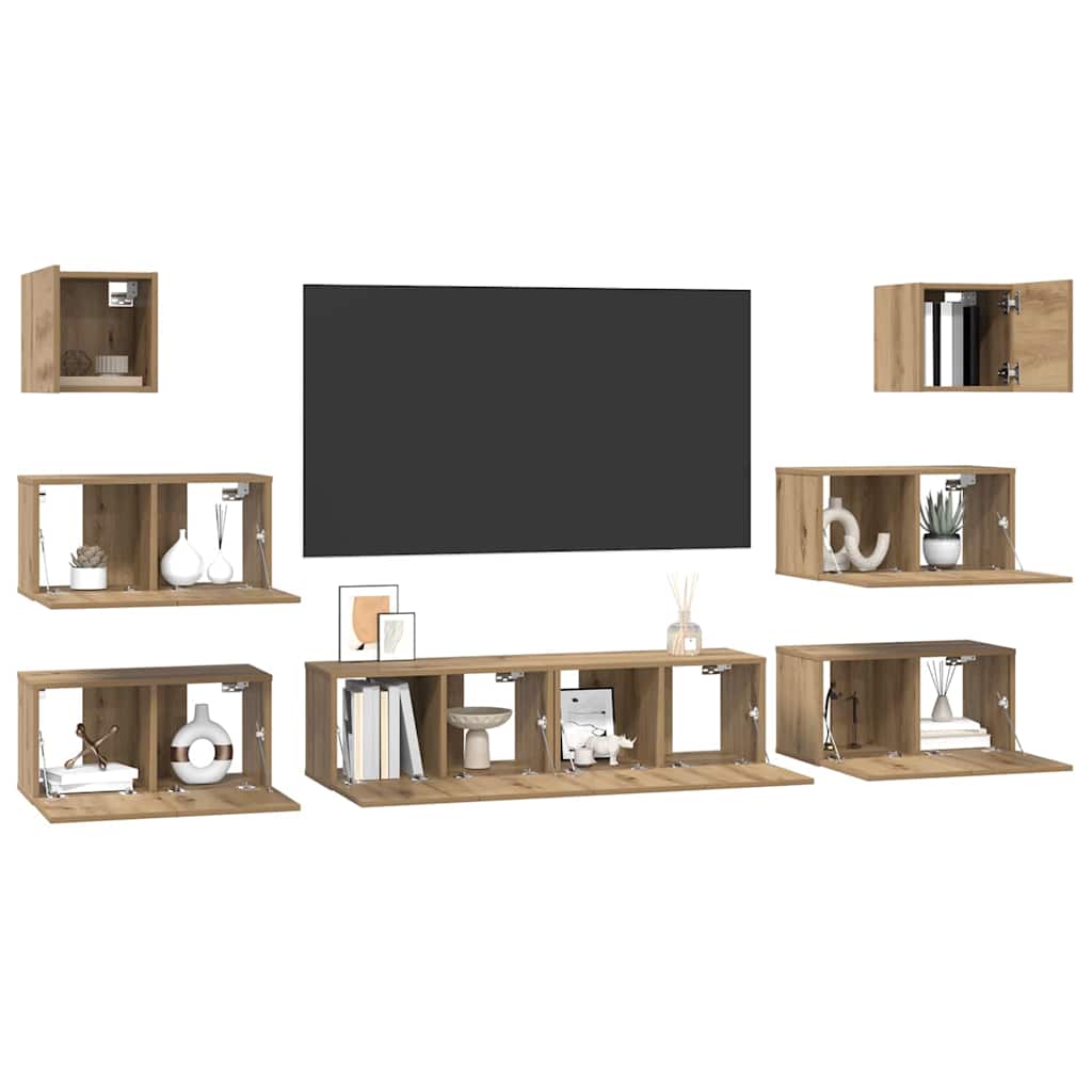 Ensemble meuble TV 8 pc Chêne artisanal Bois d'ingénierie