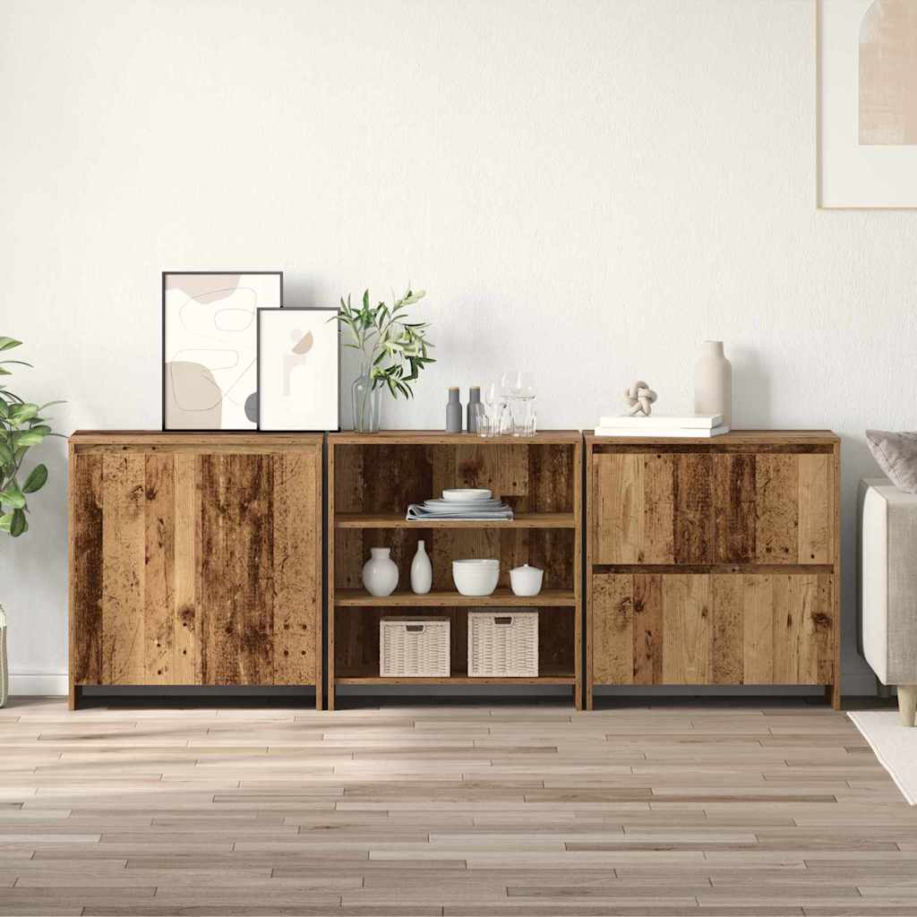 Buffets 3 pcs Bois ancien 70 x 41 x 75 cm Bois d'ingénierie - XIOS