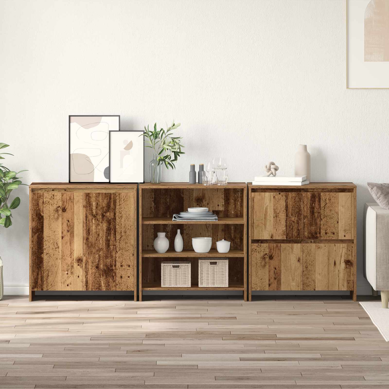 Buffet 3 pcs Bois ancien 70 x 41 x 75 cm Bois d'ingénierie - XIOS