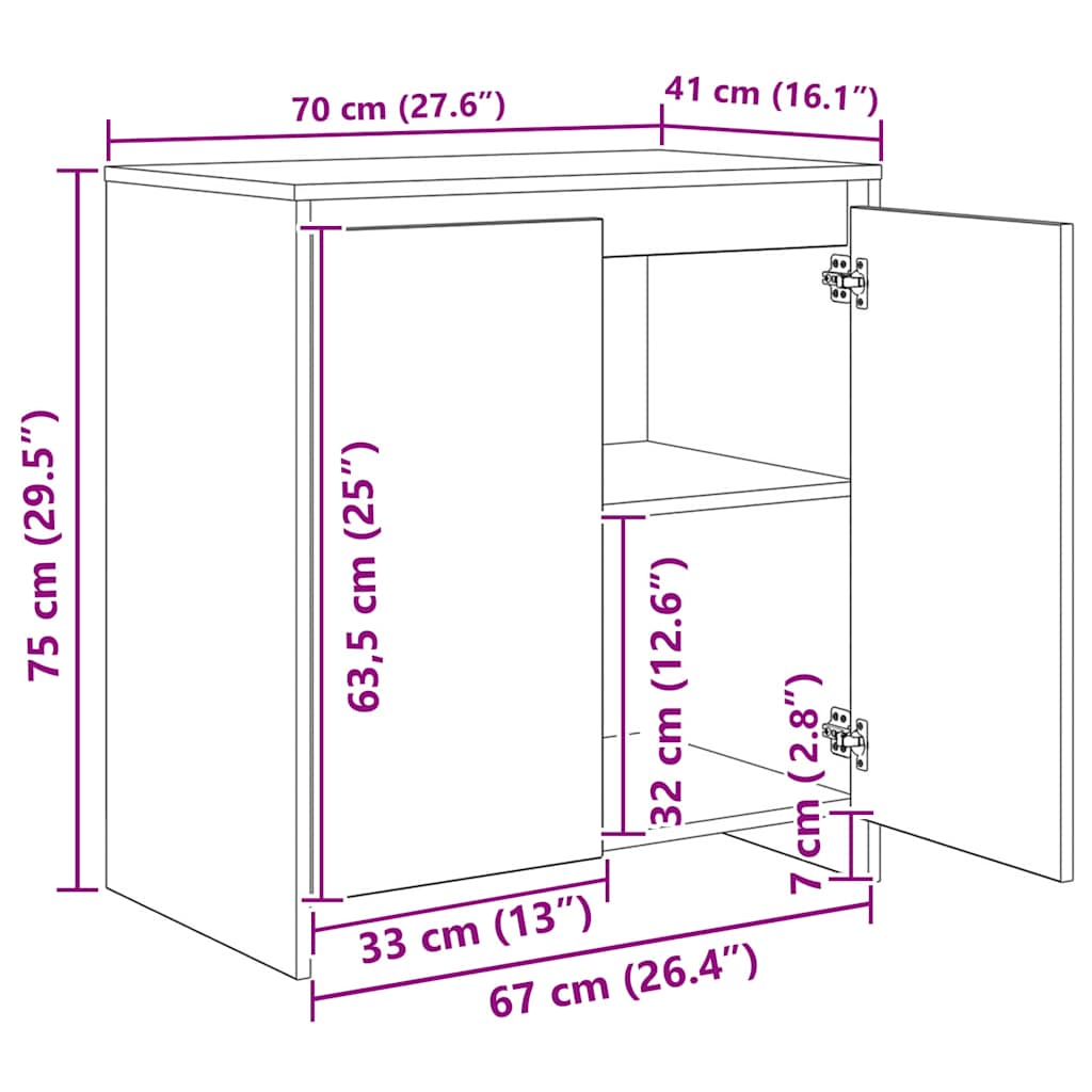Buffet 3 pcs Chêne noir 70 x 41 x 75 cm Bois d'ingénierie - XIOS