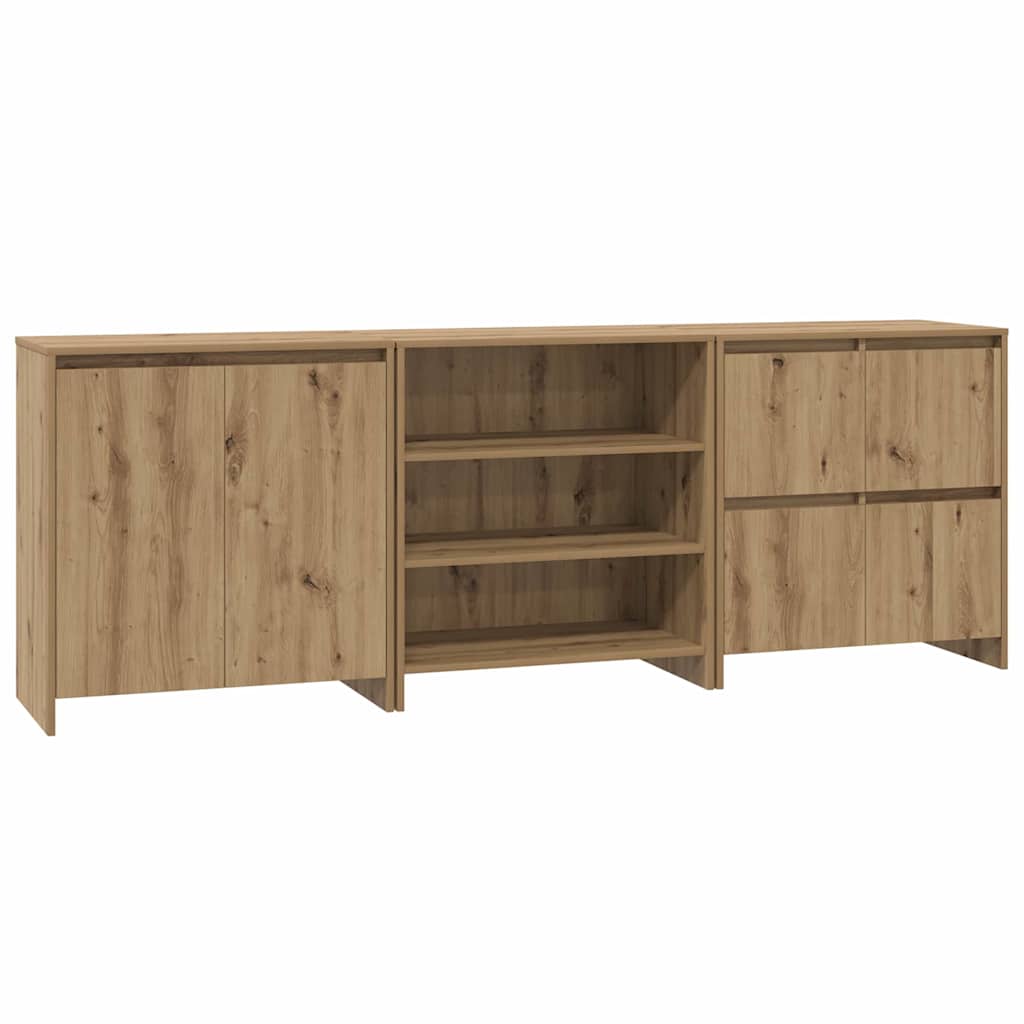 Buffets 3 pcs chêne artisanal 70 x 41 x 75 cm Bois d'ingénierie - XIOS