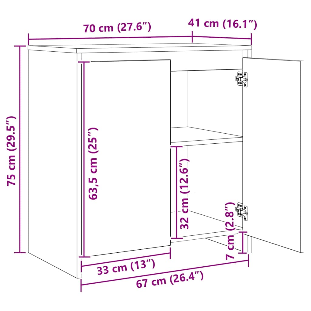 Buffets 3 pcs chêne artisanal 70 x 41 x 75 cm Bois d'ingénierie - XIOS