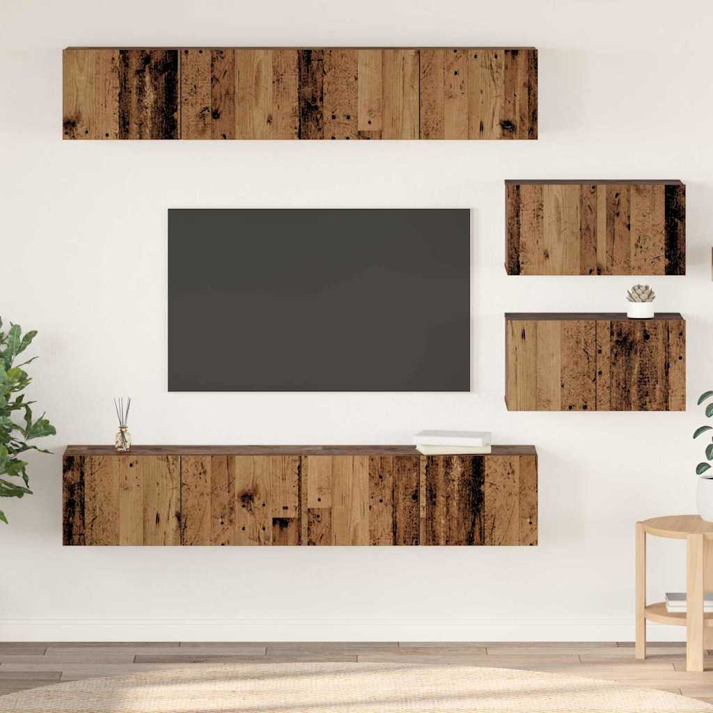 Ensemble de meubles TV Montage mural 6 pcs Bois ancien Moyen - XIOS