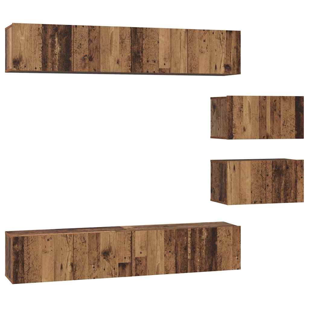 Ensemble meuble TV 6 pcs Bois Ancien Bois d'ingénierie - XIOS