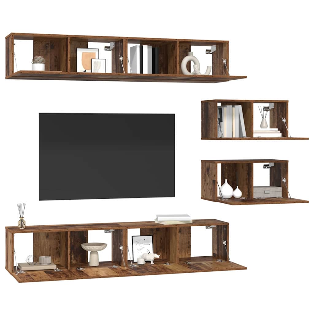 Ensemble meuble TV 6 pcs Bois Ancien Bois d'ingénierie - XIOS