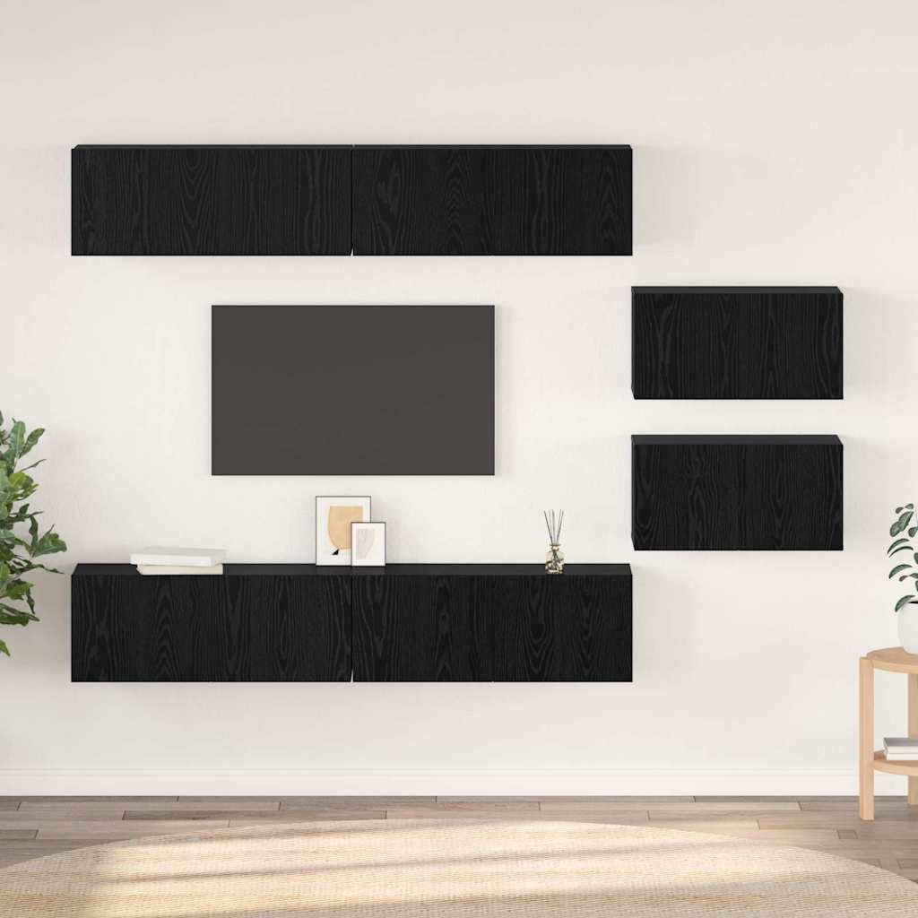 Ensemble meuble TV 6 pcs Chêne noir Bois d'ingénierie - XIOS