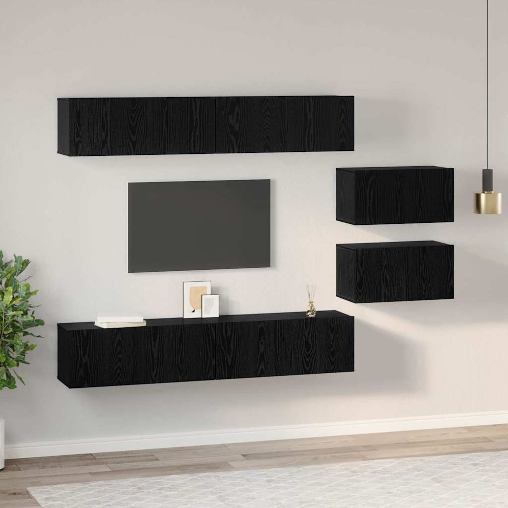 Ensemble meuble TV 6 pcs Chêne noir Bois d'ingénierie - XIOS